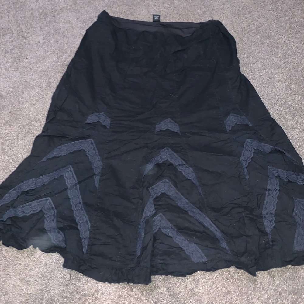 Black ruffle lace skirt